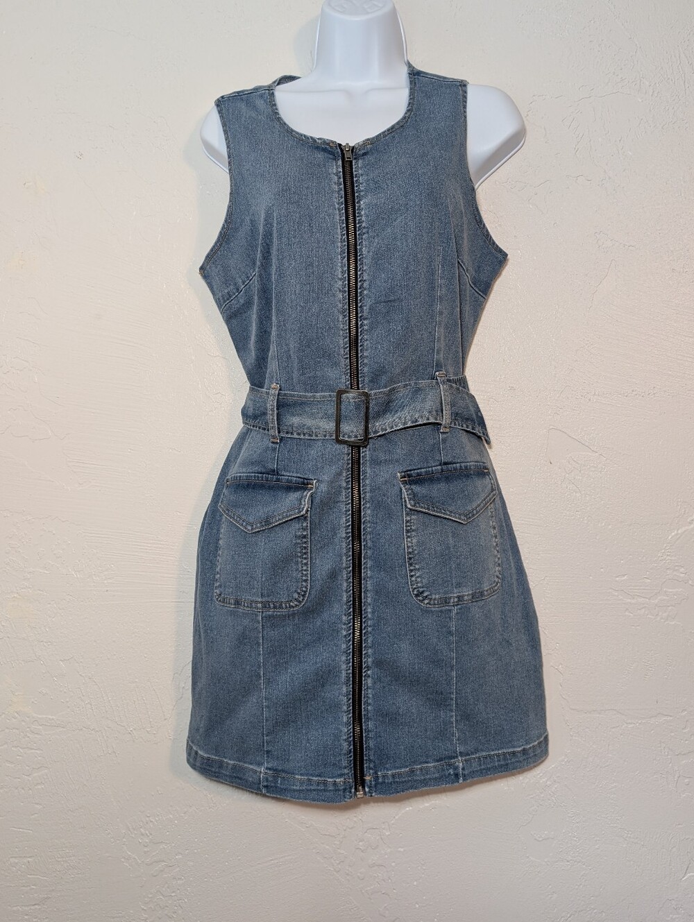 Denim Blue Jean Fitted Mini Dress 90s Western Country Cowgirl Summer Concert